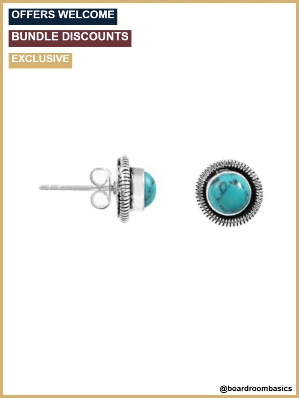 925 Sterling Silver 6mm Gemstone Stud Earrings Handmade Bezel Set
